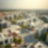 Aerial view of Gate Village showcasing modern architecture