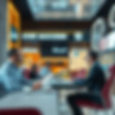 Business strategy meeting focused on kiosk operations