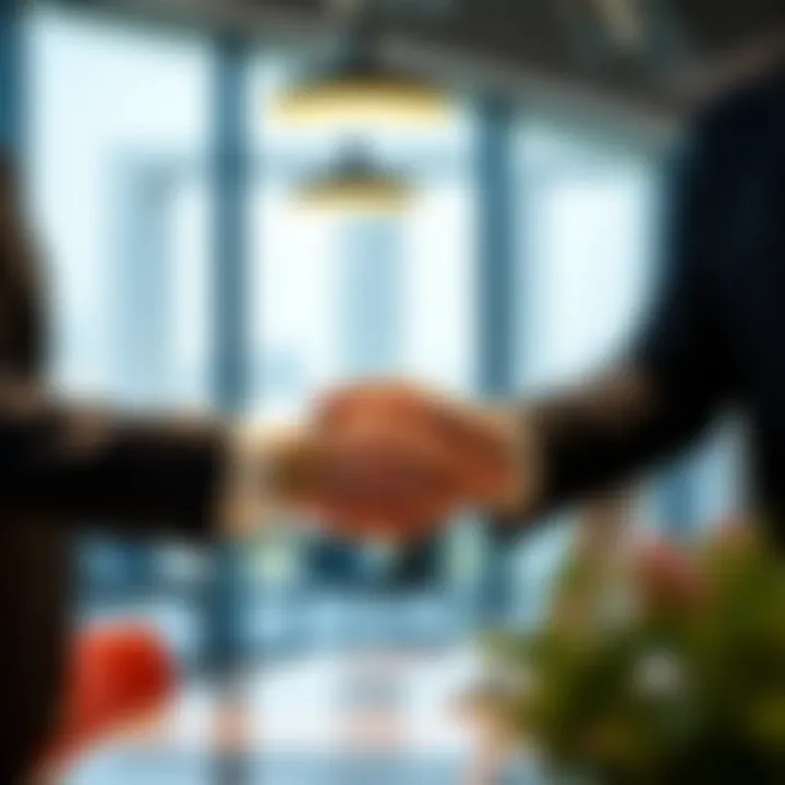 Property Transactions: The Significance of Key Handover Key handing over between two individuals in an office setting