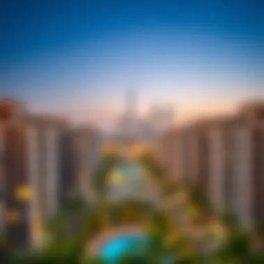 View of Dubai skyline with residential buildings