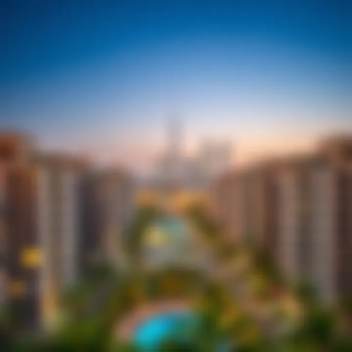 View of Dubai skyline with residential buildings