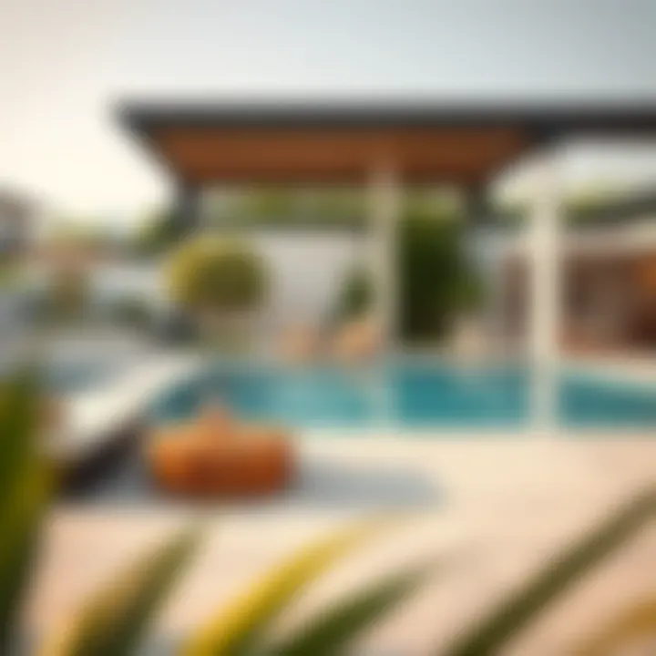 Elegant poolside lounge area