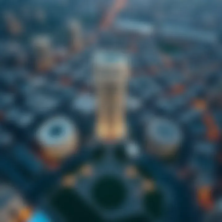 Aerial Perspective of Mankhool with Al Habtoor Building Aerial view of Mankhool neighborhood highlighting the Al Habtoor Building