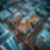 Aerial view of Mazaya real estate developments in Dubai showcasing modern architecture