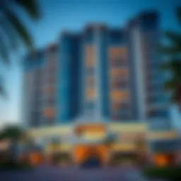 Stunning exterior view of Movenpick Hotel Apartments showcasing modern architecture