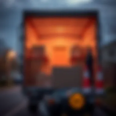 Efficient Moving Logistics A well-organized moving truck loaded with boxes ready for relocation