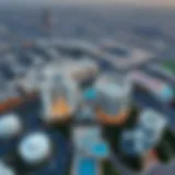 Aerial view of Moza Plaza showcasing its modern architectural design.