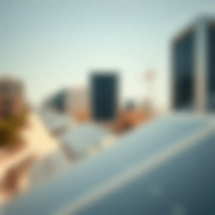 Solar panels integrated into the urban landscape of Masdar City