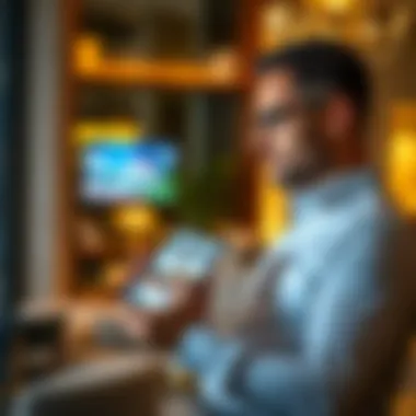 Exploring Property Listings Digitally A buyer reviewing property listings on a digital device