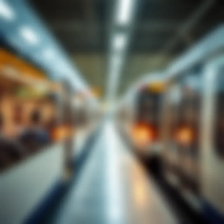 Dubai Metro in Action Dubai Metro train at a station with passengers awaiting their journey