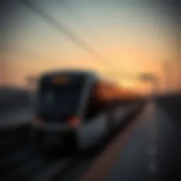 A modern metro train arriving at a station in Al Seef, highlighting urban connectivity.