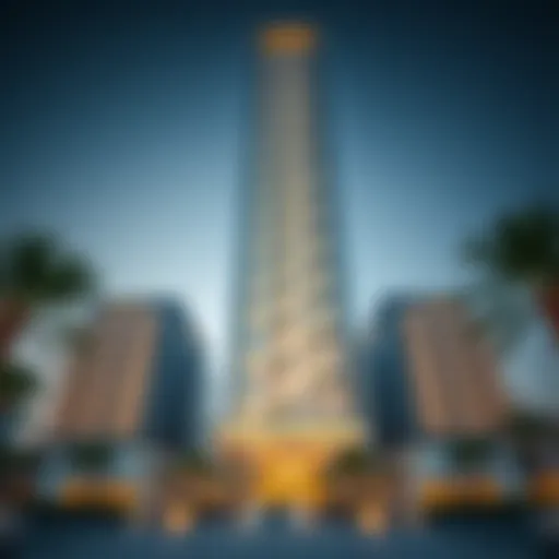 Architectural Marvel of Nesto Ajman One Tower Stunning facade of Nesto Ajman One Tower showcasing modern architecture