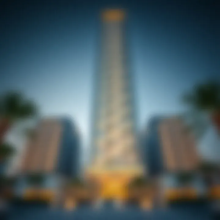 Architectural Marvel of Nesto Ajman One Tower Stunning facade of Nesto Ajman One Tower showcasing modern architecture