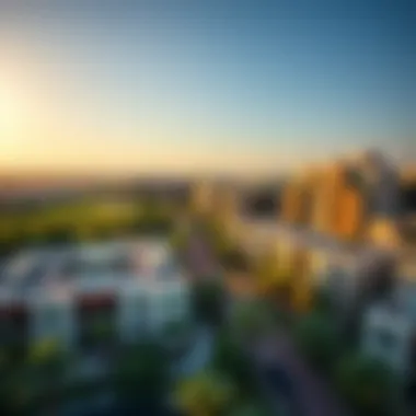 Scenic view of NMC Al Majaz 1 showcasing residential buildings and greenery