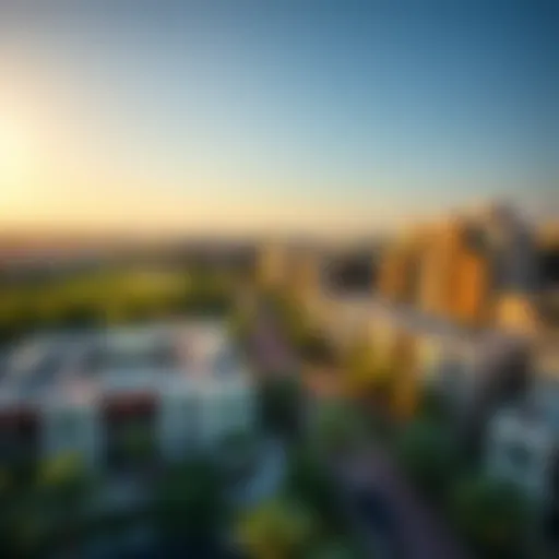 Scenic view of NMC Al Majaz 1 showcasing residential buildings and greenery