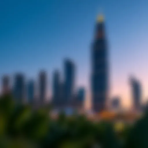 Omniyat Tower Against Dubai Skyline Stunning view of Omniyat Tower against the Dubai skyline