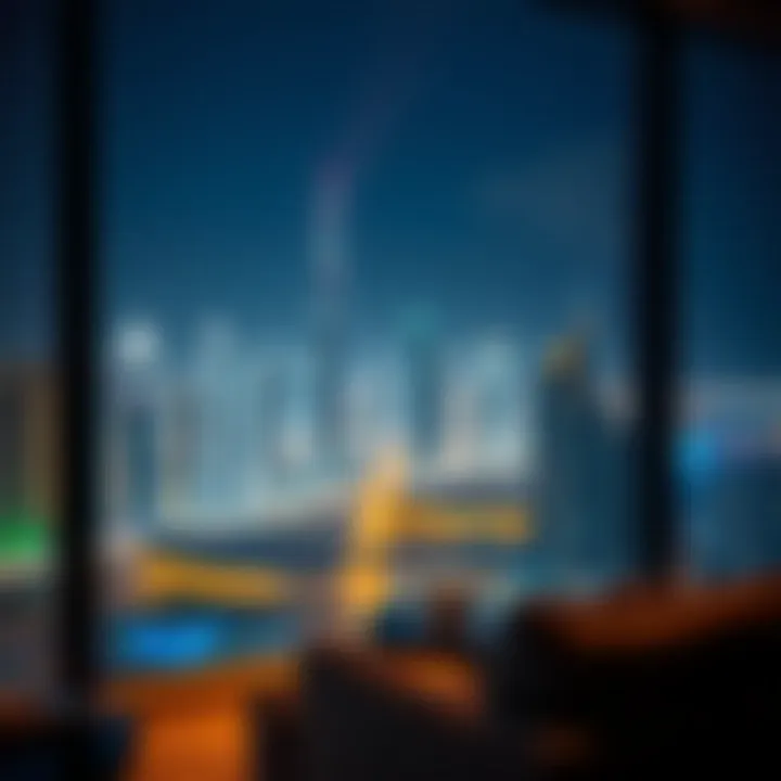 Stunning view from a Dubai hotel balcony overlooking the skyline