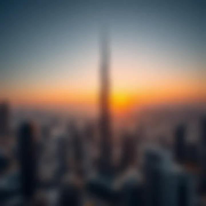 Burj Khalifa Sunset Panorama View from the Burj Khalifa as the sun sets over the city