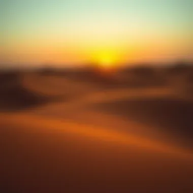 Serenity of the Desert Sunset Desert sunset showcasing the serene beauty of the dunes