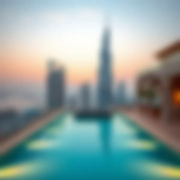 Luxurious Private Pool with City Skyline View Luxurious private pool with city skyline view