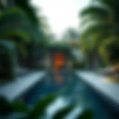 Serene Private Pool Area Surrounded by Lush Greenery Serene private pool area surrounded by lush greenery