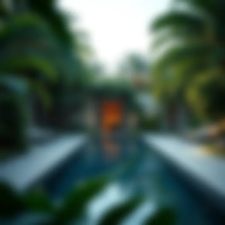 Serene Private Pool Area Surrounded by Lush Greenery Serene private pool area surrounded by lush greenery