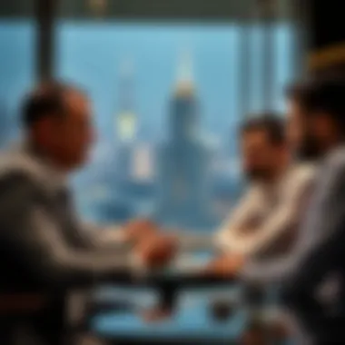 Investors discussing hotel acquisition strategies