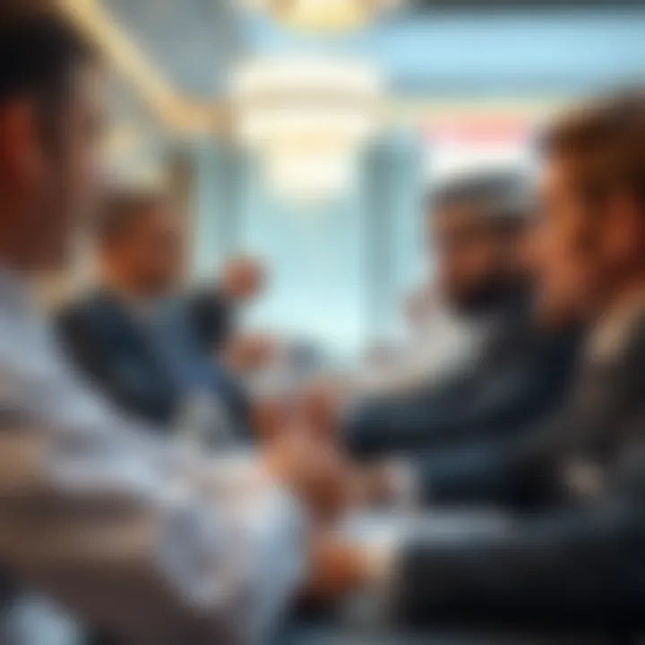 Analyzing Investment Trends in Dubai Real Estate Investors analyzing market trends in a conference