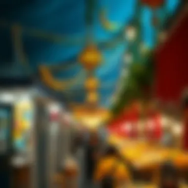 Festive Market During Ramadan A vibrant market scene showcasing festive Ramadan decorations