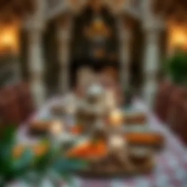 Traditional Iftar Table Setting A beautifully arranged Iftar table featuring traditional dishes
