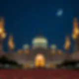 Illuminated Mosque During Ramadan A tranquil mosque illuminated by lanterns during Ramadan nights