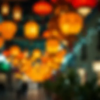 Festive Lanterns of Ramadan Traditional lanterns illuminating the streets of Dubai during Ramadan nights