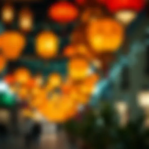 Festive Lanterns of Ramadan Traditional lanterns illuminating the streets of Dubai during Ramadan nights