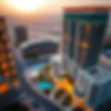 Aerial view of Rigga Al Buteen Plaza showcasing its architectural beauty