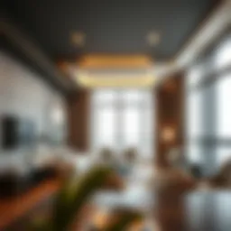 A view of a modern shared apartment in Dubai showcasing the living area and amenities