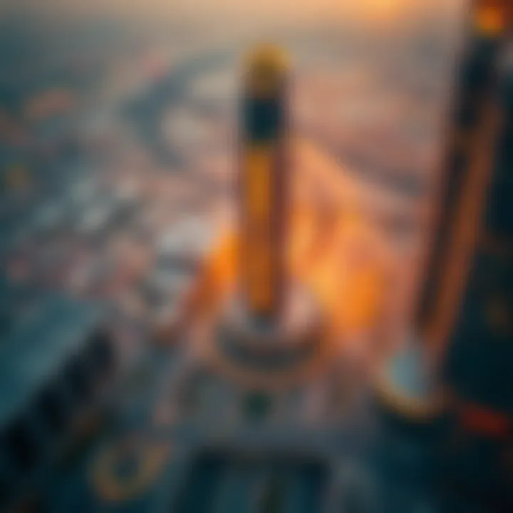 Aerial view of Sheikh Zayed Road with Al Saqr Business Tower prominently situated