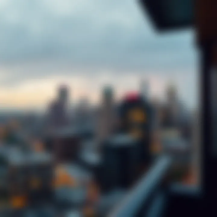City skyline view from Society House highlighting urban vibrancy
