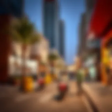 Vibrant street scene in Al Quoz highlighting community life