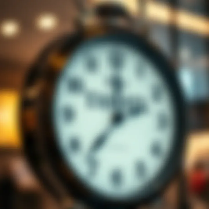 Clock Highlighting Tasheel Operating Hours Clock showing time with Tasheel branding