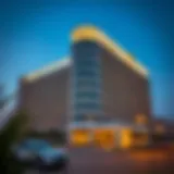 Exterior view of the Al Habtoor Building showcasing its modern architectural style