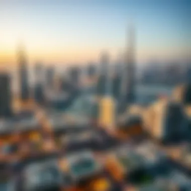 A panoramic view of Dubai's skyline featuring modern architecture and residential buildings