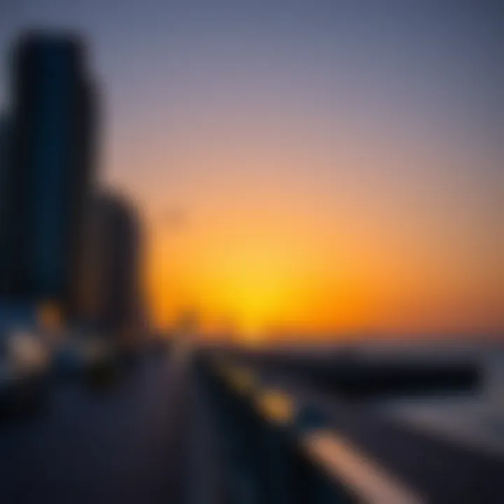 Serene Sunset over the Corniche A serene sunset view over the Corniche, reflecting the city's lifestyle and tranquility