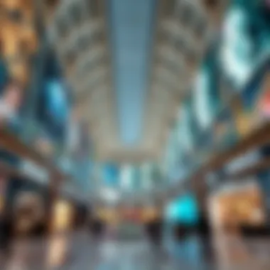 Luxurious Retail Experience at Dubai Mall Inside the Dubai Mall highlighting luxurious retail stores and vibrant atmosphere.