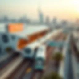 Aerial view of Dubai Metro station showcasing modern architecture