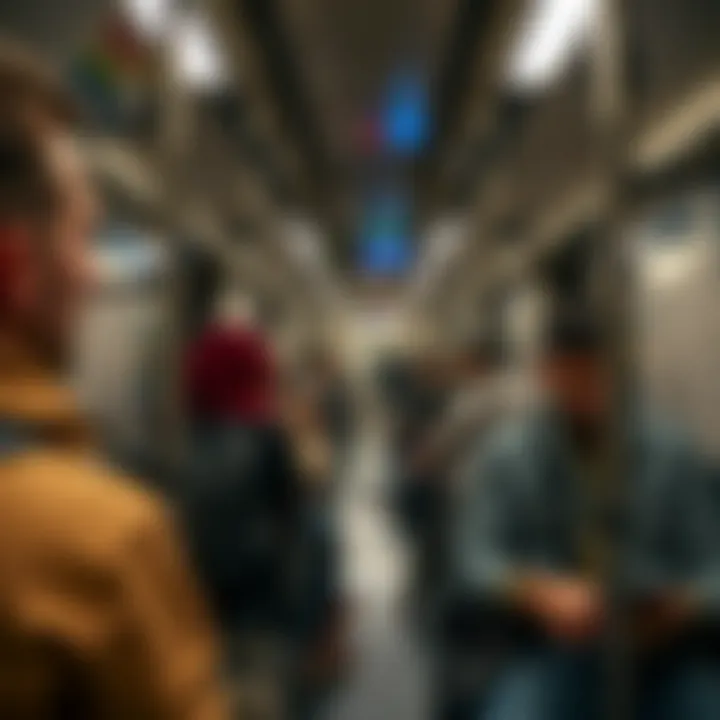 Dubai Metro Ridership Experience Passengers using Dubai Metro during peak hours illustrating urban mobility