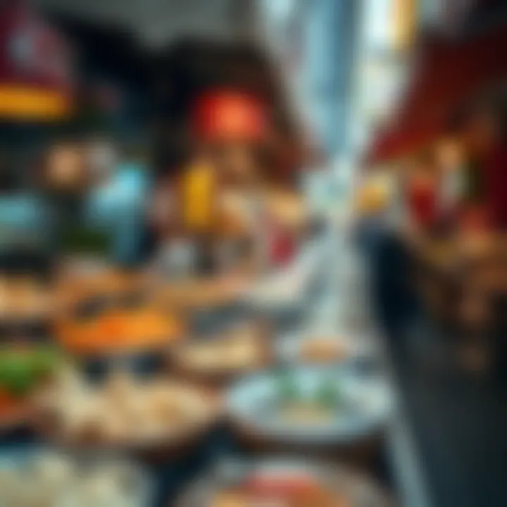 A vibrant street food scene reflecting Dubai's diverse culinary offerings