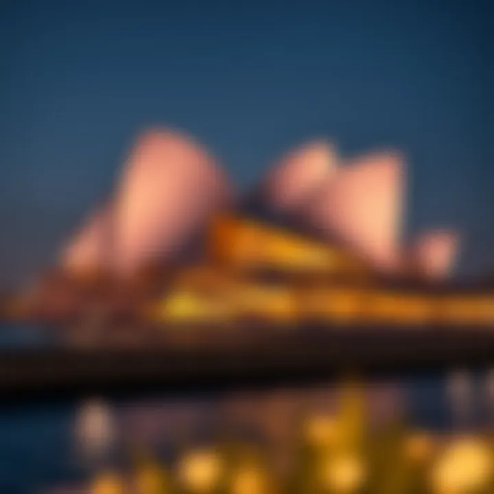 The stunning architecture of the Dubai Opera surrounded by a scenic waterfront.