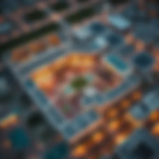 Aerial view of Town Square Dubai showcasing the layout and surrounding areas