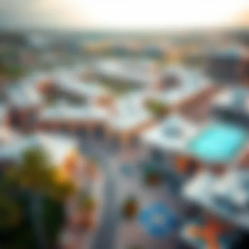 Aerial View of Town Square Zahra A stunning aerial view of Town Square Zahra showcasing its modern architecture and green spaces.