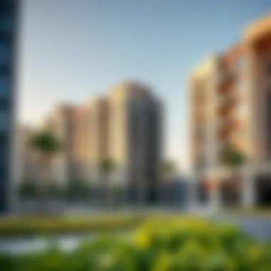 Residential Buildings in Town Square Zahra Modern residential buildings in Town Square Zahra with lush landscaping and contemporary design.